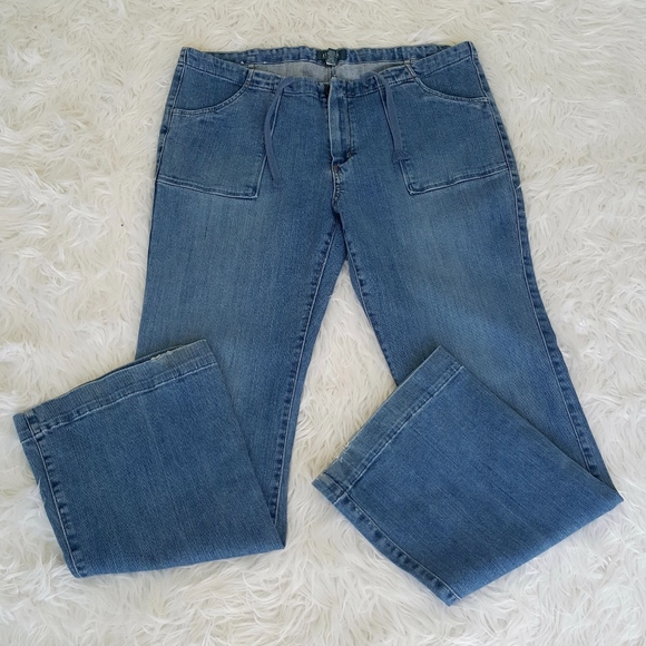 drawstring wide leg jeans